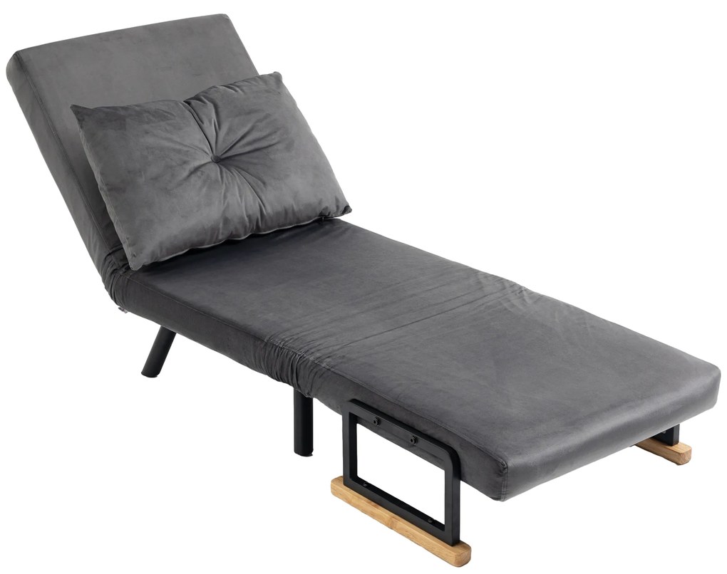Poltrona Convertível em Cama Poltrona 3 em 1 Convertível em Cama com Encosto Ajustável em 5 Níveis 63x73x81 cm Cinza