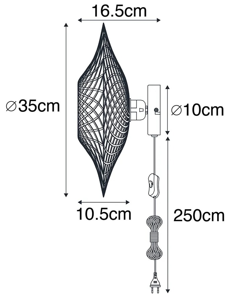 LED Candeeiro de parede inteligente bambu 30 cm com ficha incl. Wifi P45 - Rina Oriental