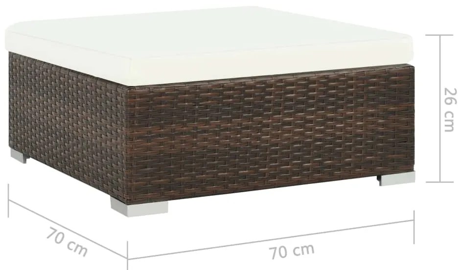 6 pcs conjunto lounge jardim c/ almofadões vime PE castanho