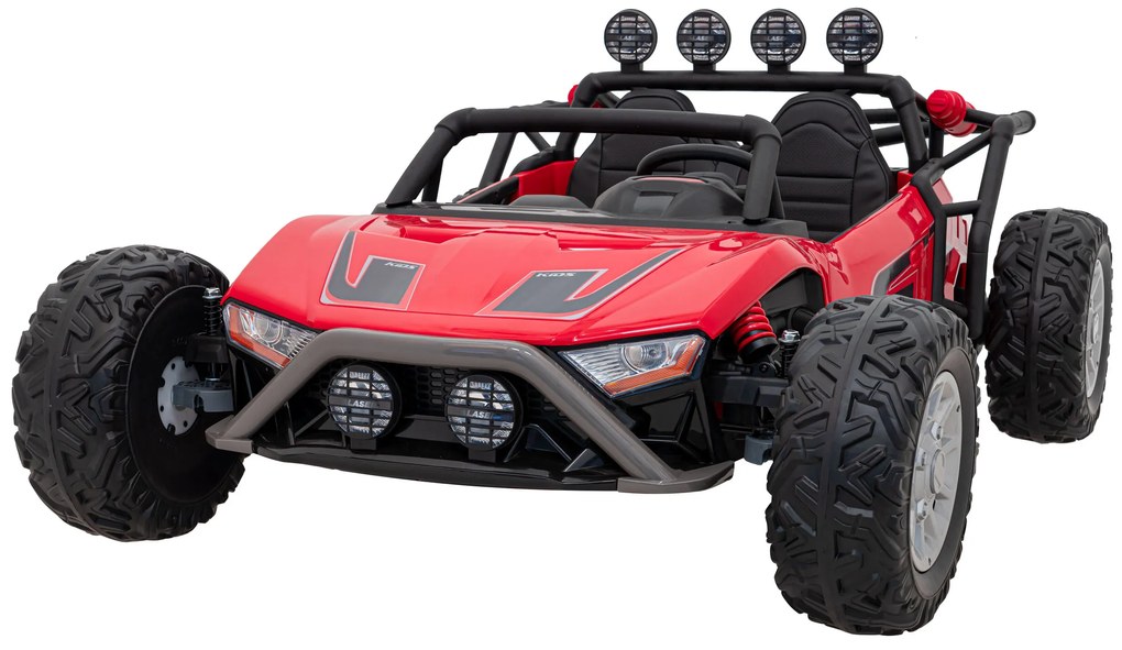 Carro elétrico para Crianças 2 Lugares Buggy Racing 5 24V Rodas Espuma EVA, assento couro ecológico Vermelho