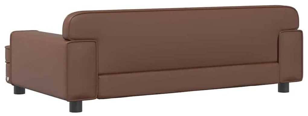Sofá infantil 90x53x30 cm couro artificial castanho