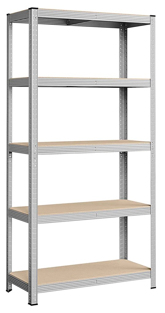 Estante SONGMICS de 5 níveis, estante de aço para armazenamento, montagem sem ferramentas, para garagem, galpão, capacidade de carga 875 kg, 40 x 90 x 180 cm, prata GLR40SV