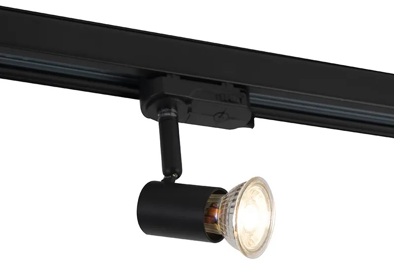 Foco de Trilho Preto para Trilho Trifásico GU10 50mm - Trifásico Jeany Moderno