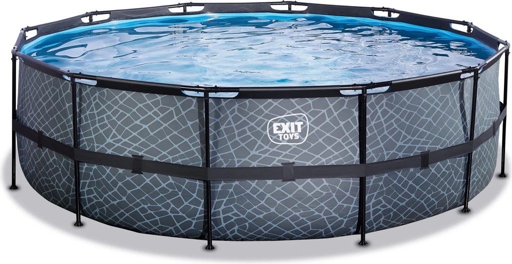 Piscina redonda Stone ø450x122cm com bomba de filtragem - Cinzenta