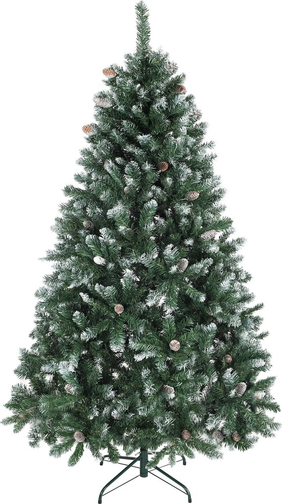 HOMCOM Árvore de Natal Artificial 180 cm Árvore de Natal com 910 Ramos com Efeito Neve 58 Pinhas Verde | Aosom Portugal