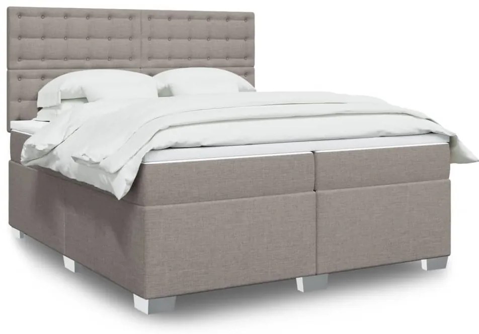 vidaXL Cama com molas/colchão 200x200 cm tecido castanho-acinzentado