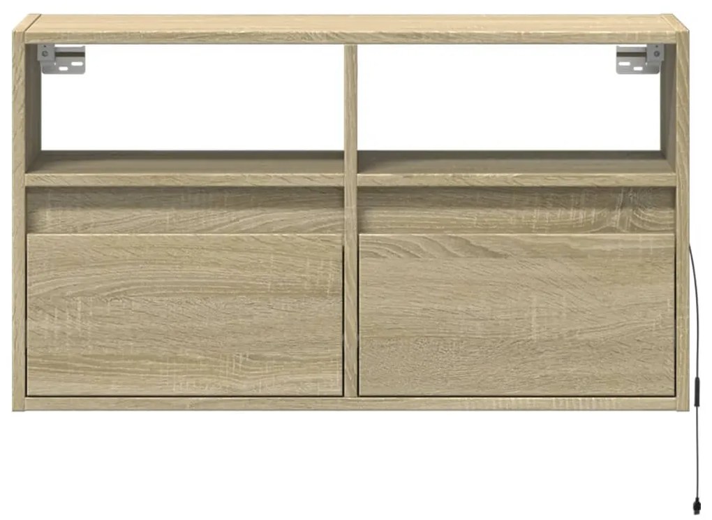 Móvel de parede p/ TV c/ luzes LED 80x31x45 cm carvalho sonoma