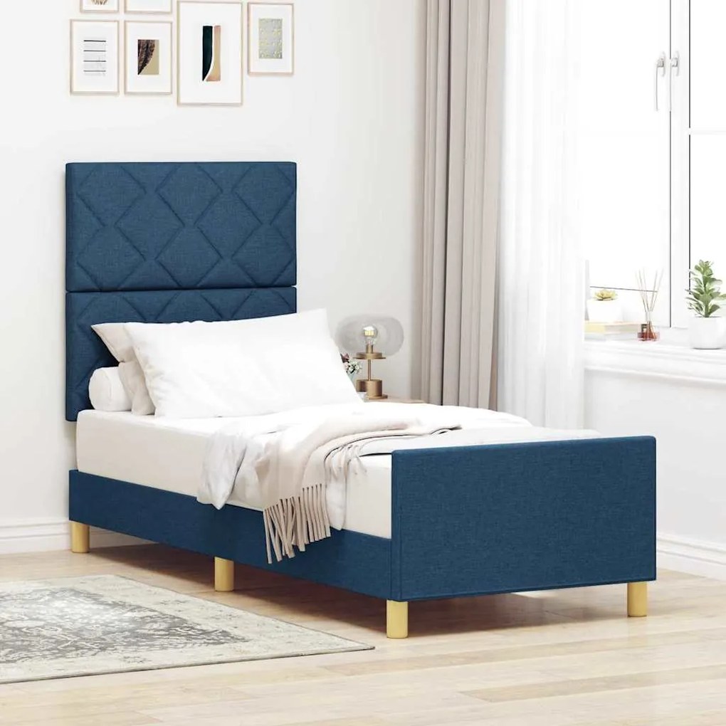 Estrutura de Cama Azul vidaXL 80x200 cm em Tecido