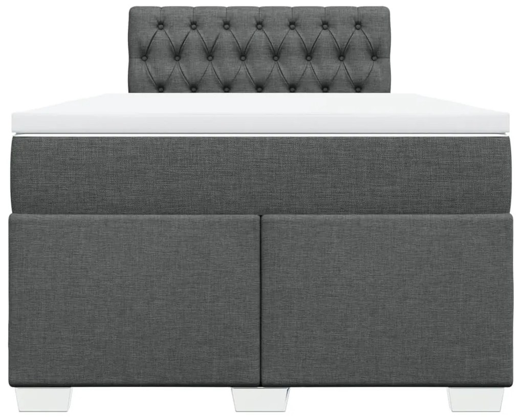 Cama boxspring com colchão 120x190 cm tecido cinzento-escuro