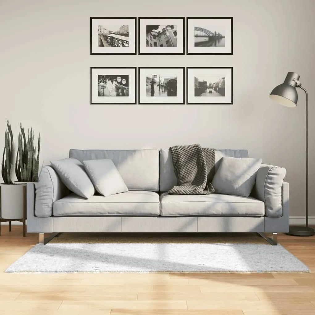 vidaXL Tapete de pelo curto OVIEDO 80x150 cm cinzento