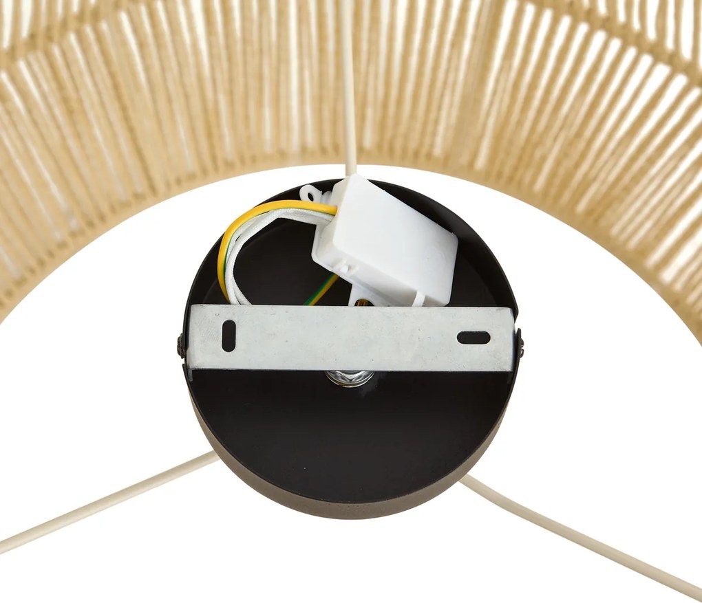 Candeeiro de Teto Preto com Abajur de Corda Bege 50/50/30 - Cyl