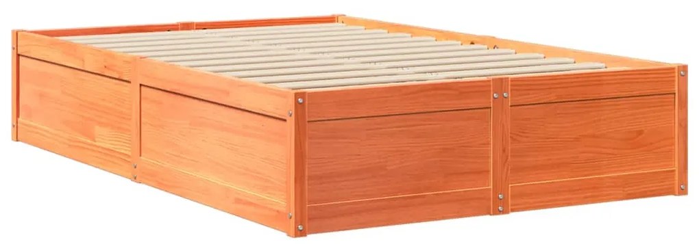 Cama com colchão 120x190 cm pinho maciço castanho-mel