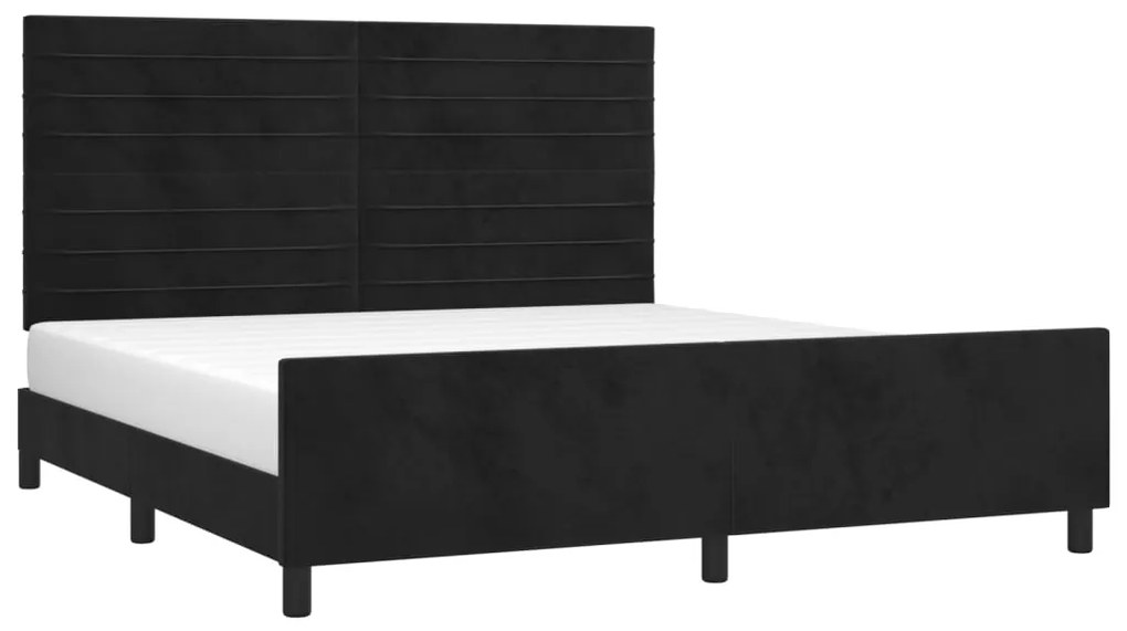 Estrutura de cama c/ cabeceira 160x200 cm veludo preto