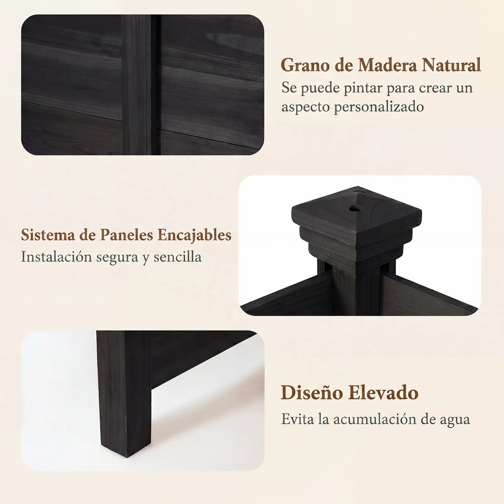 Conjunto de 2 Painéis de Privacidade para o Exterior 119 x 119 cm com Estacas Metálicas para Ar Condicionado, Caixote do Lixo de Jardim, Preto