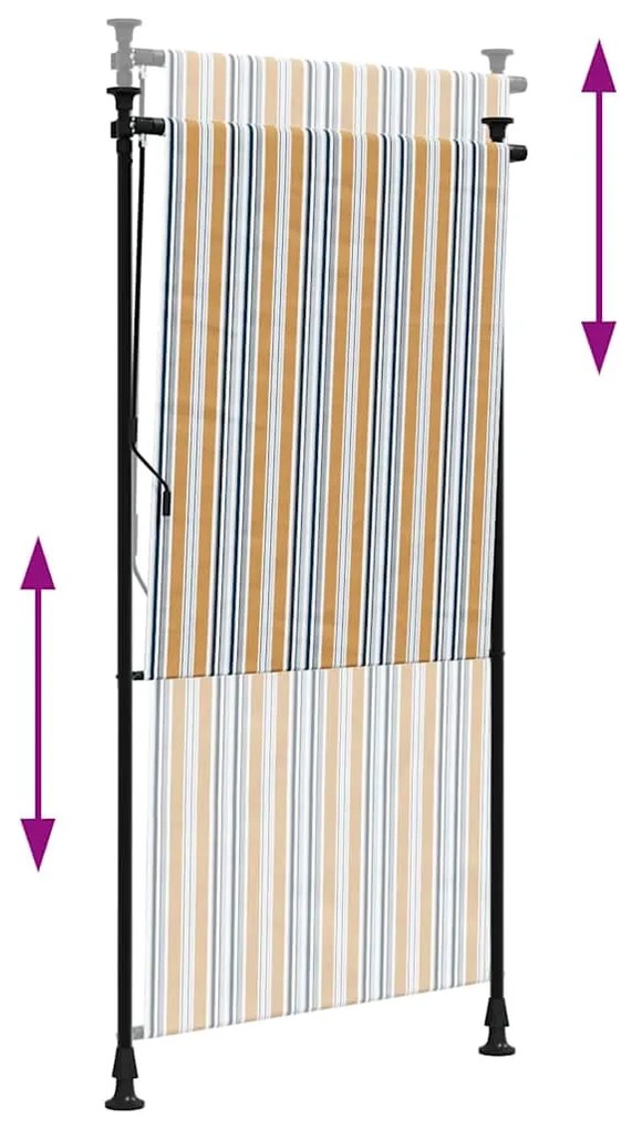 Estore de rolo exterior 100x270 cm tecido/aço amarelo e branco