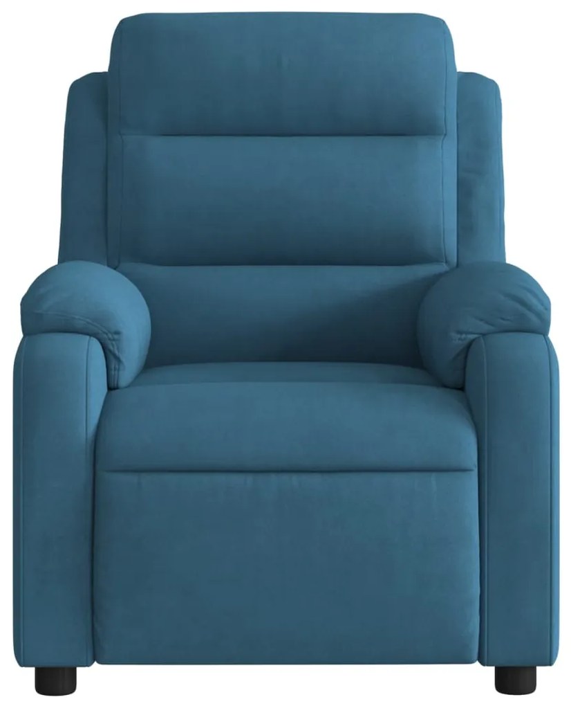 Poltrona de massagens reclinável veludo azul