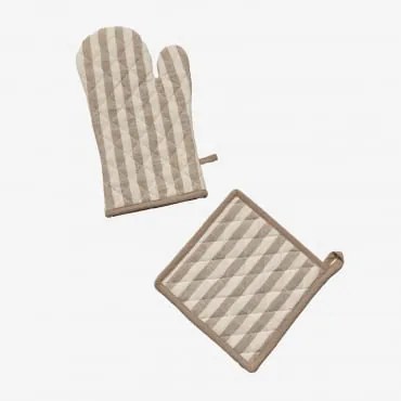 Conjunto De Luvas E Pano De Forno Edouard Castanho Areia Claro - Sklum