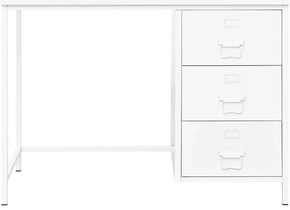 Secretária industrial c/ gavetas 105x52x75 cm aço branco