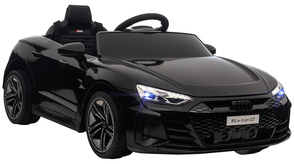 HOMCOM Carro Elétrico AUDI RS E-Tron GT 12V com 2 Motores Faróis LED Buzina Música USB 3-5km/h 103x58x41cm Preto | Aosom Portugal