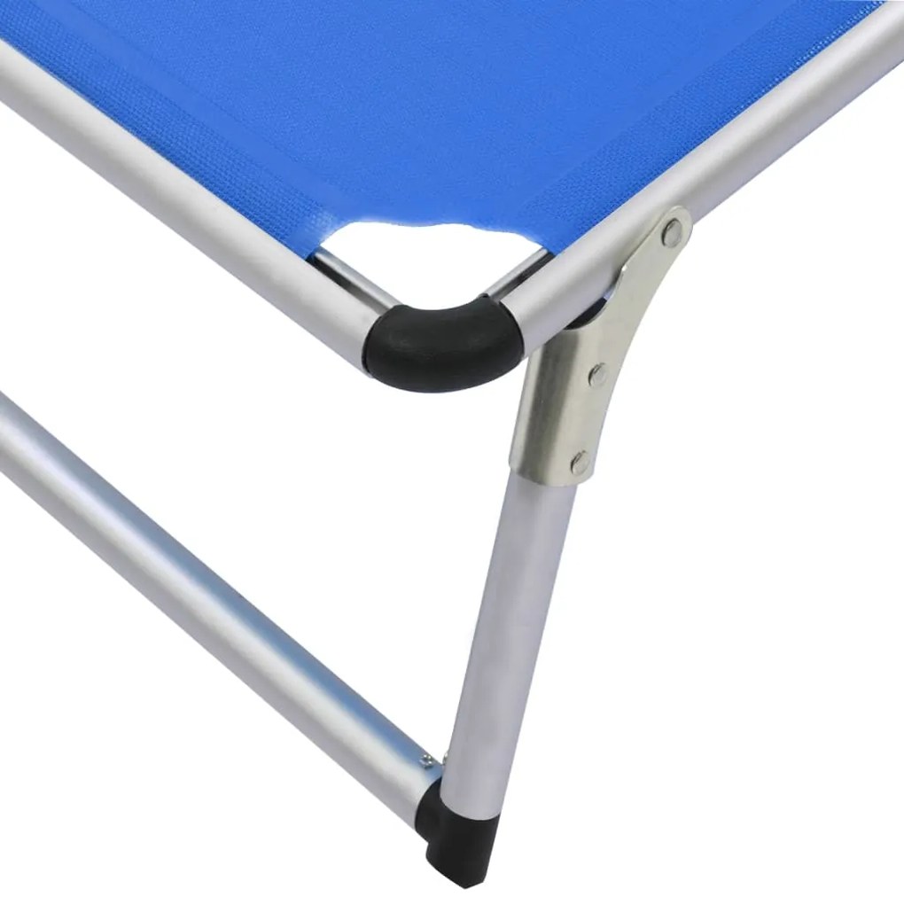 Espreguiçadeiras dobráveis c/ teto 2pcs alumínio/textilene azul