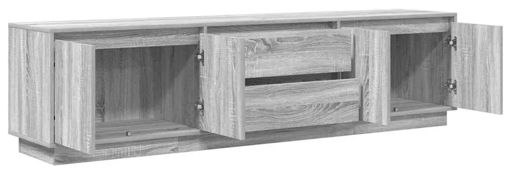 Móvel de TV com luzes LED 193,5x41x50 cm cinzento sonoma
