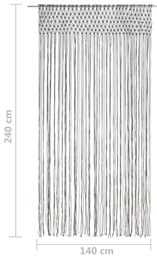 Cortina macramé 140x240 cm algodão antracite