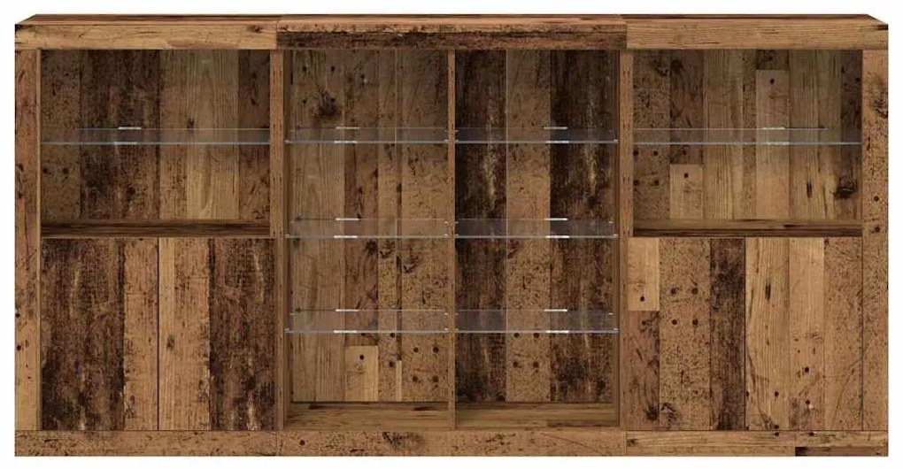 Aparador vidaXL com Luzes LED Madeira Velha 202x37x100 cm Madeira enge