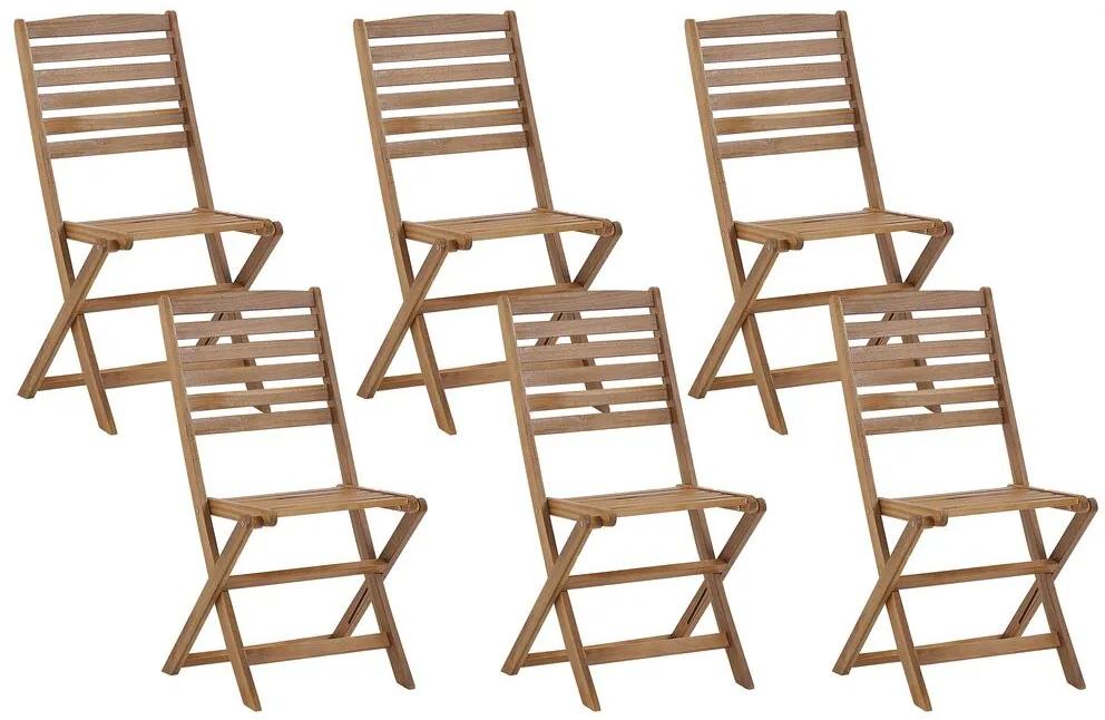 Conjunto de 6 cadeiras de jardim em madeira de acácia TOLVE Beliani