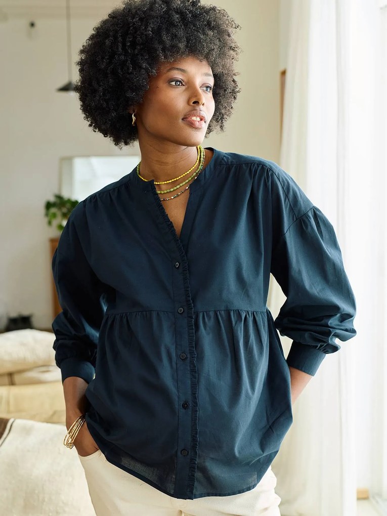 Camisa larga para gravidez e amamentação preto