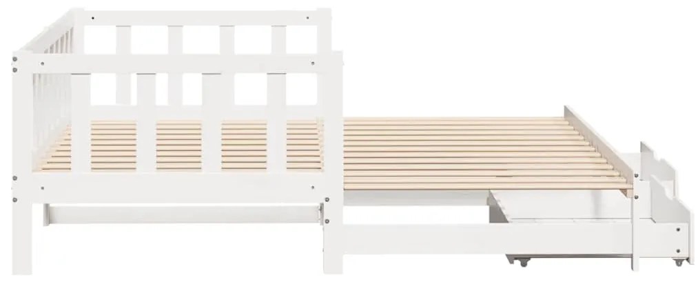 Sofá-cama com gavetão e gavetas sem colchão 90x190 cm branco