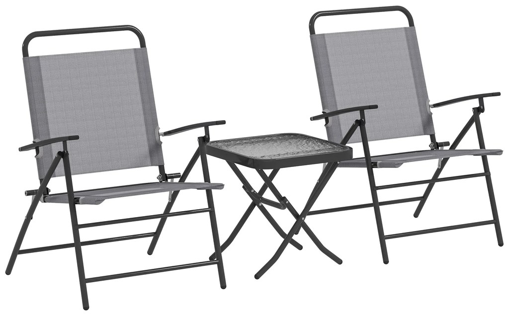 Conjunto de Mesa e Cadeiras de 3 Peças Móveis de Jardim Dobráveis com