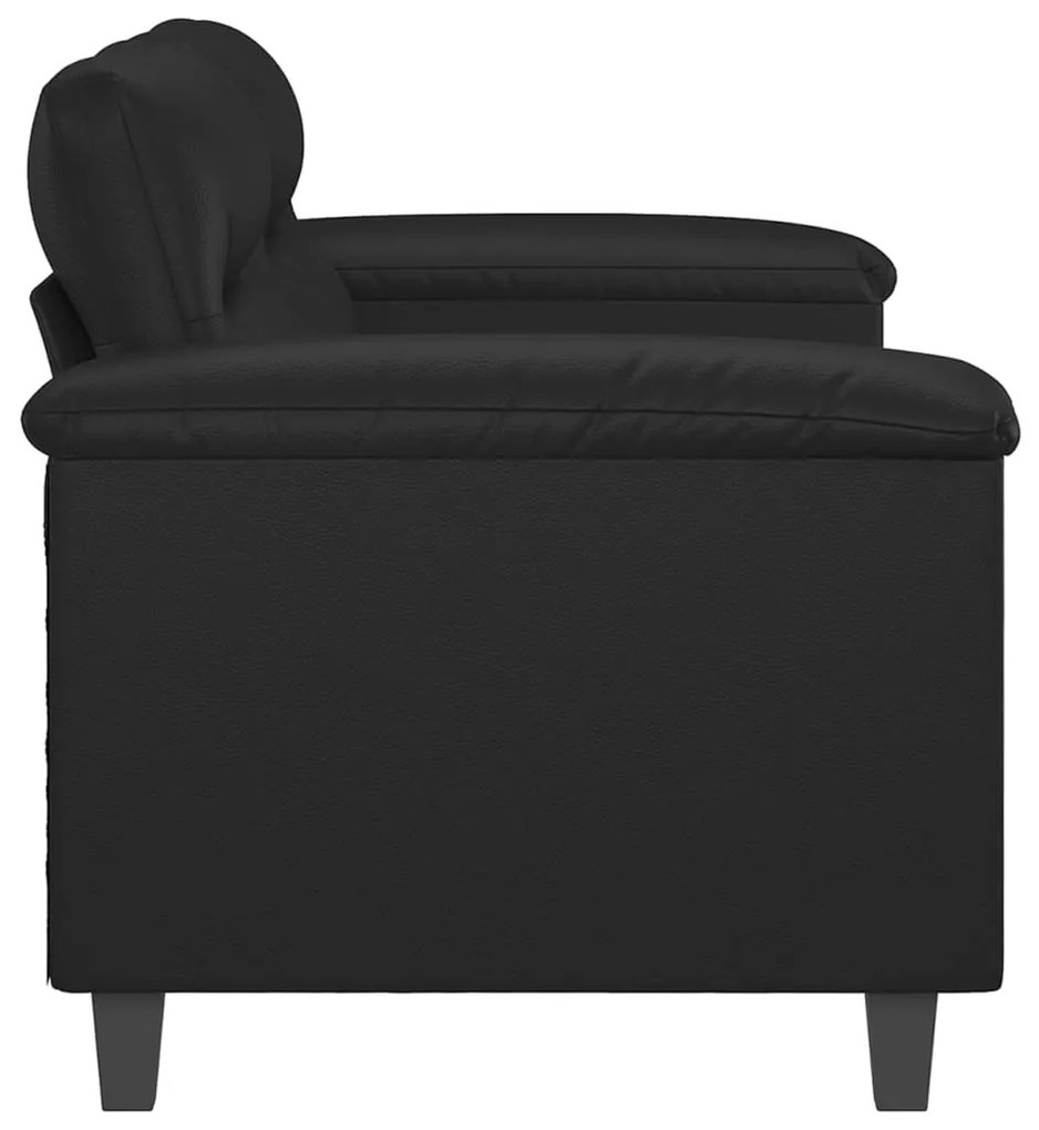Sofá de 2 lugares 140 cm couro artificial preto