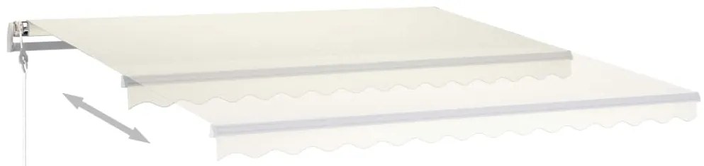 Toldo retrátil manual com luzes LED 4,5x3,5 m cor creme