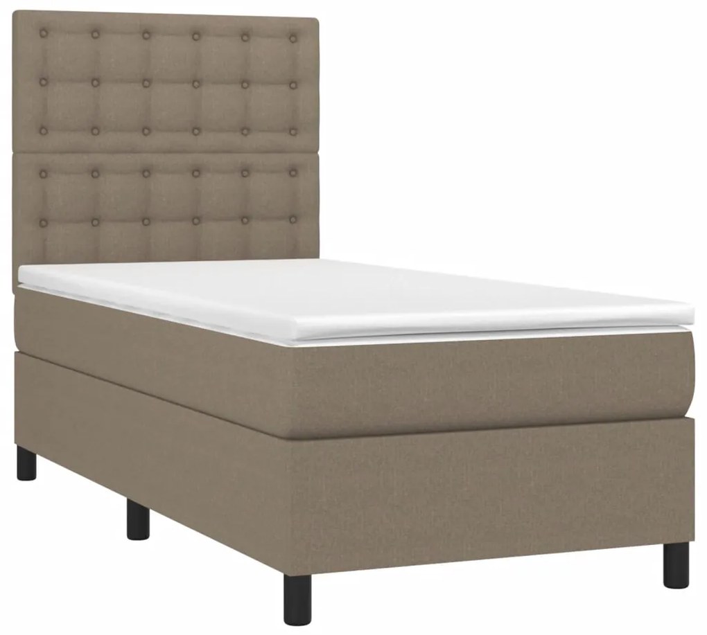 Cama box spring + colchão/LED 80x200cm tecido cinza-acastanhado