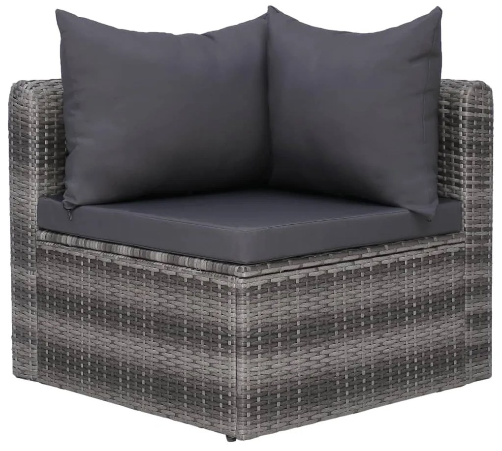 8 pcs conjunto lounge de jardim c/ almofadões vime PE cinzento