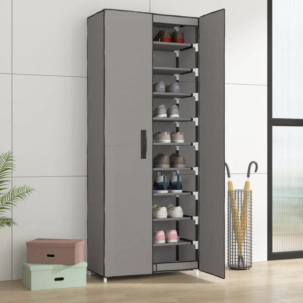 337259 vidaXL Sapateira 60x30x166 cm tecido cinzento