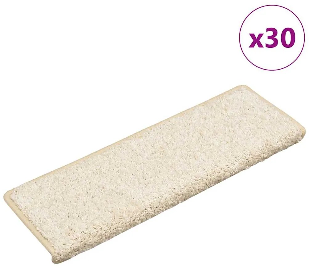Tapetes de escadas 30 pcs 65x21x4 cm branco