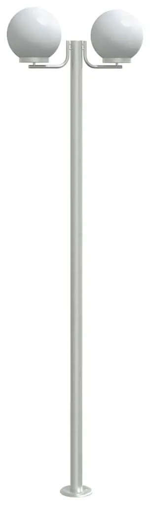 Candeeiro de chão para exterior 3 pcs 215 cm aço inox. prateado