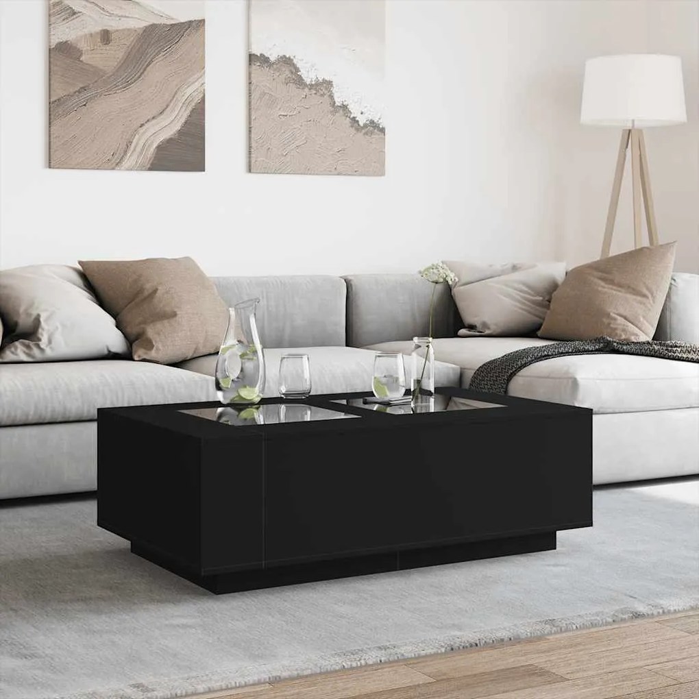 Mesa de centro luzes LED Infinity 116x69x40 cm preto