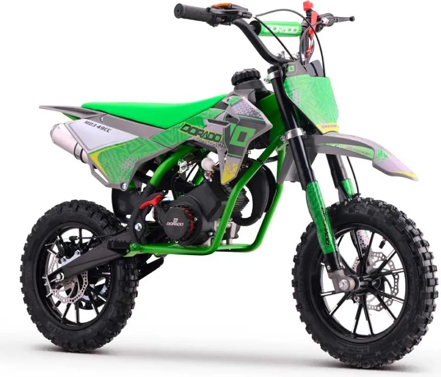 MINI MOTO Crianças MINICROSS gasolina DORADO MD3 49cc 2T 10/10" Com Limitador Velocidade Verde
