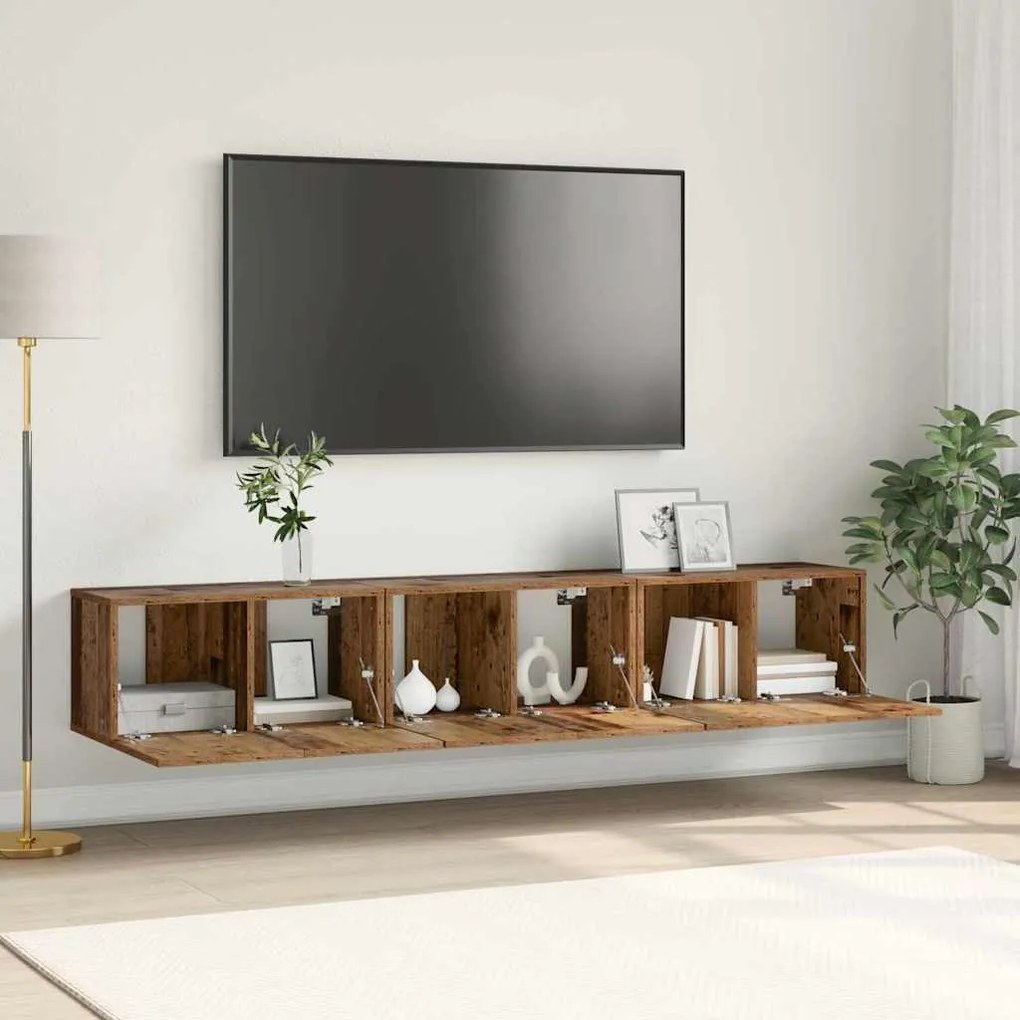 vidaXL Conjunto de Armário de TV Madeira Velha Madeira Padrão