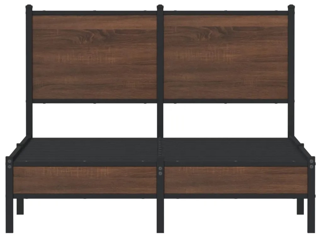 Estrutura de cama sem colchão 120x190cm metal carvalho castanho