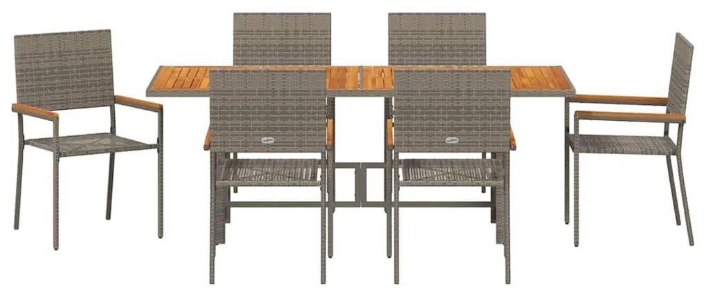 Conjunto de Jantar para Jardim vidaXL 7 Peças Cinza Poli Rattan