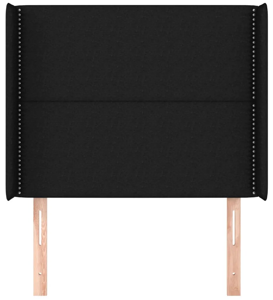 Cabeceira de cama c/ abas tecido 93x16x118/128 cm preto