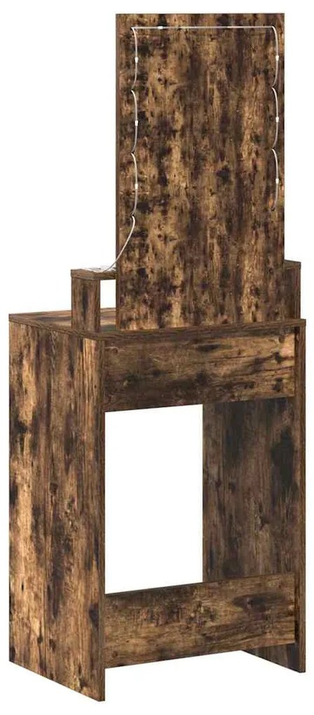 Mesa de Maquilhagem vidaXL com Luzes LED Carvalho Fumado 50x41x140 cm