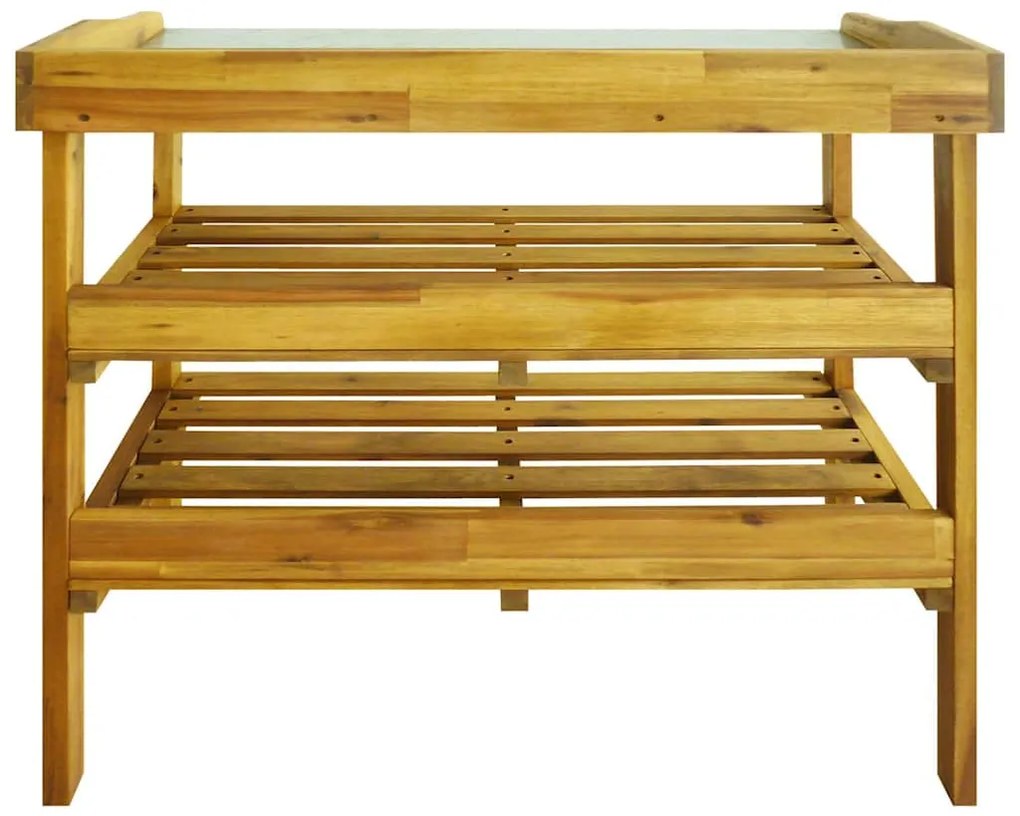 Mesa jardinagem c/ 2 prateleiras madeira acácia maciça e zinco