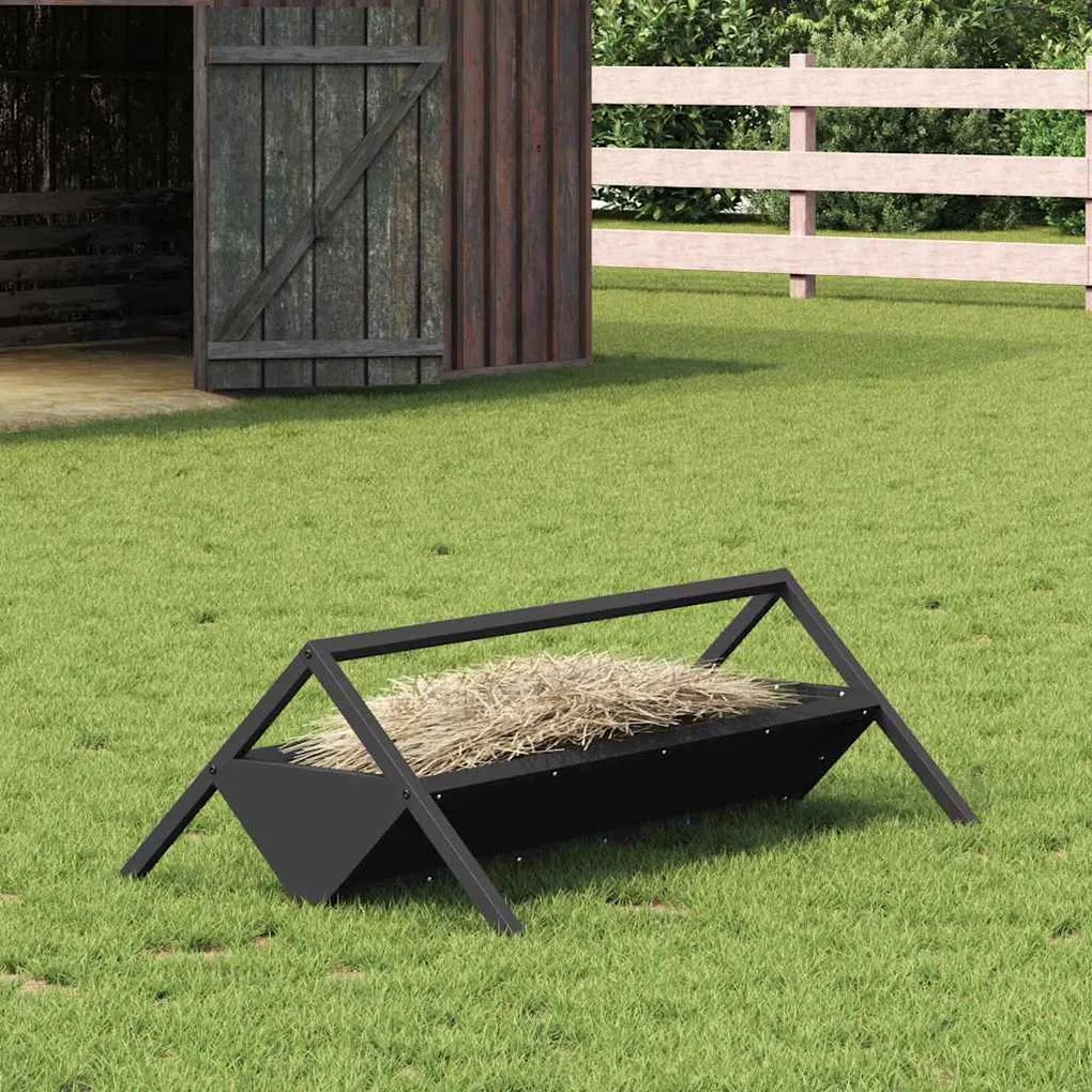 vidaXL Trincheira para Alimentação de Gado Preto 111 x 76 x 38 cm