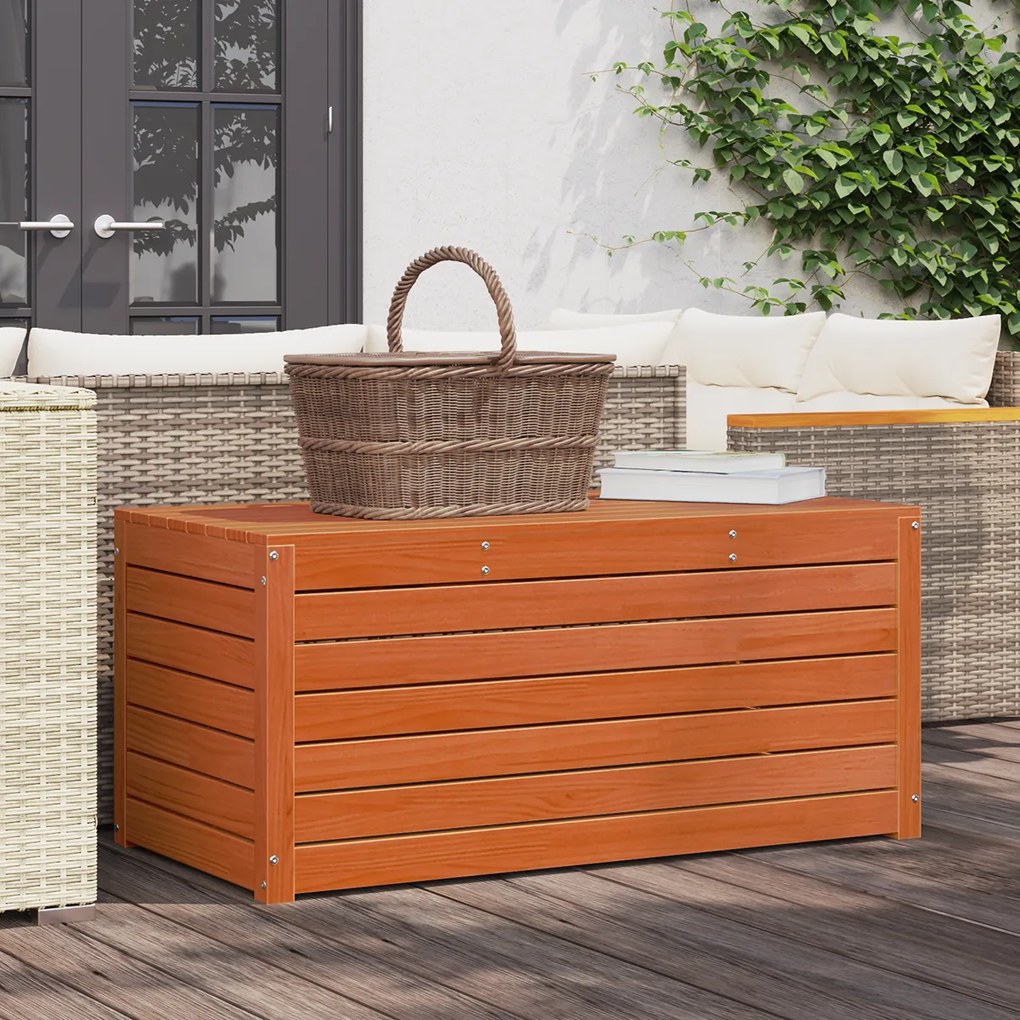 vidaXL Caixa de Armazenamento para Jardim Castanho-mel