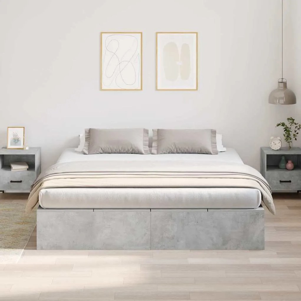 Estrado de Cama Cinza Concreto 180x200 cm