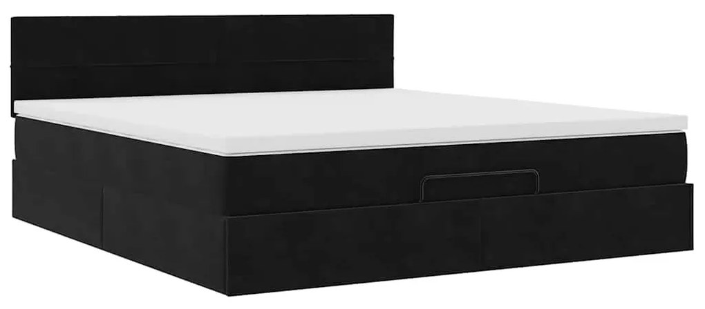 Estrutura de cama otomana com colchão 160x200 cm veludo preto
